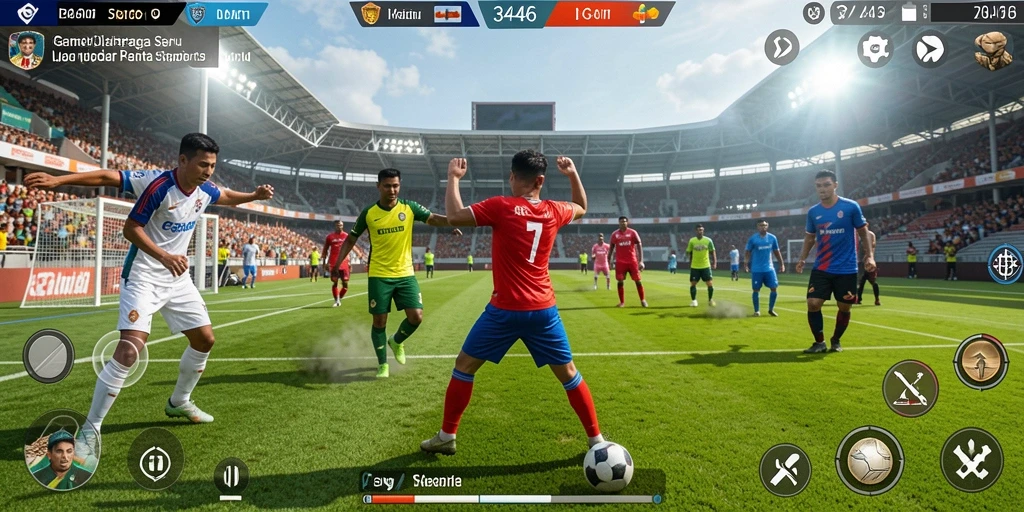 Tangkapan layar menunjukkan aksi seru dalam permainan olahraga.