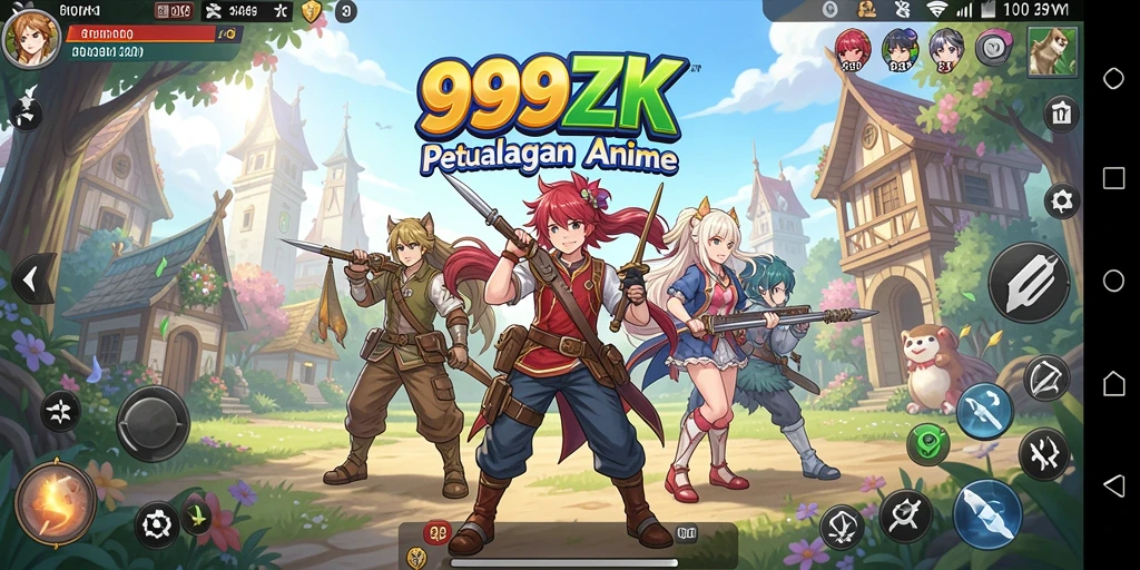 Gameplay 999ZK menampilkan pertarungan karakter anime yang dinamis.