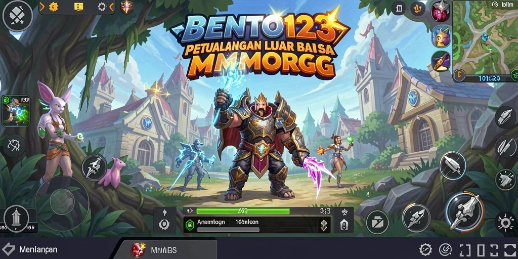 Tangkapan layar menampilkan pertarungan epik dalam BENTO123.