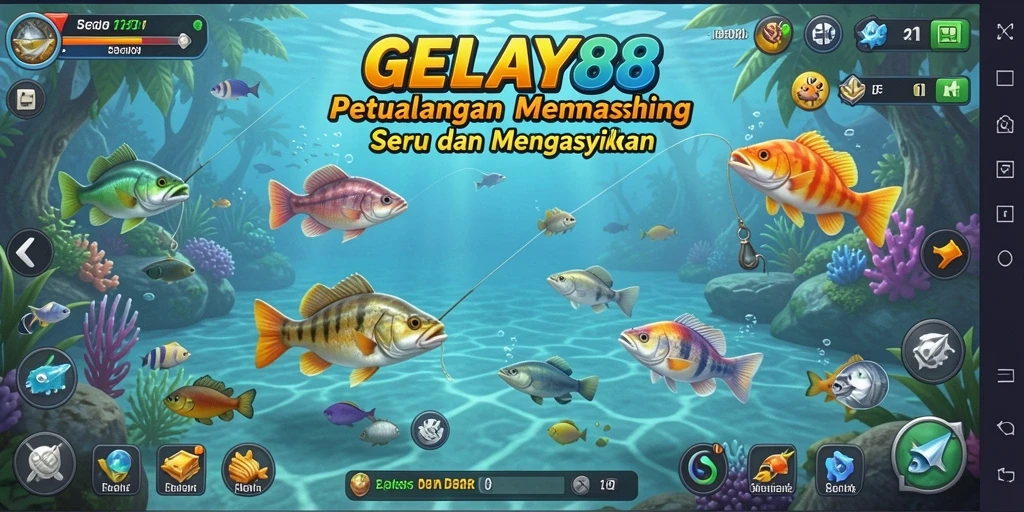 Gameplay seru dalam GELAY88 dengan berbagai jenis ikan.