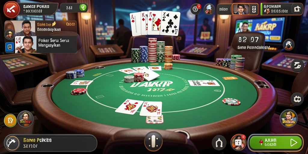 Tampilan gameplay KAKRP menampilkan aksi Poker yang mendebarkan.