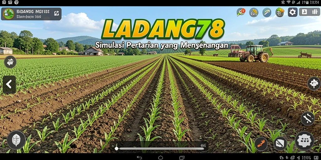 Ilustrasi gameplay <strong>LADANG78</strong> menunjukkan ladang yang indah dan aktif.
