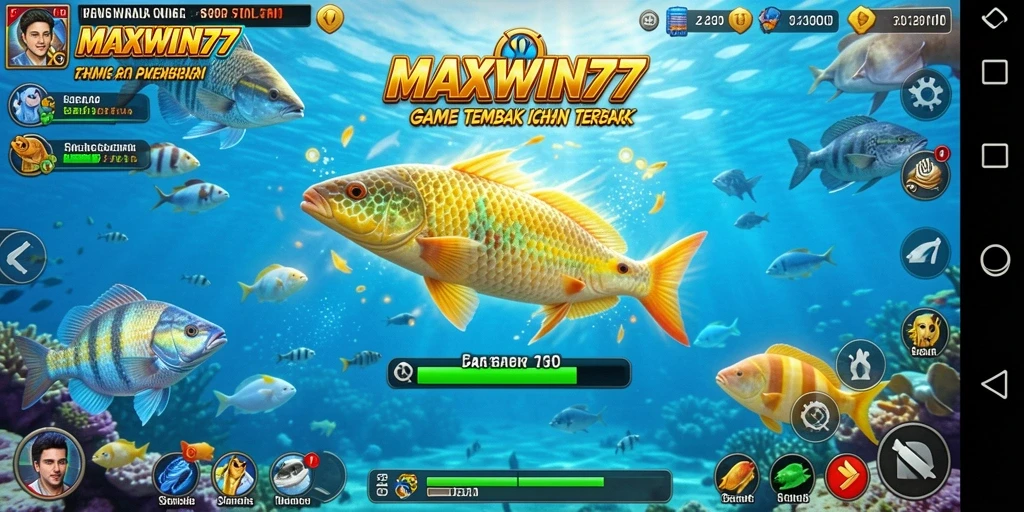 Tampilan gameplay seru MAXWIN77 Tembak Ikan.