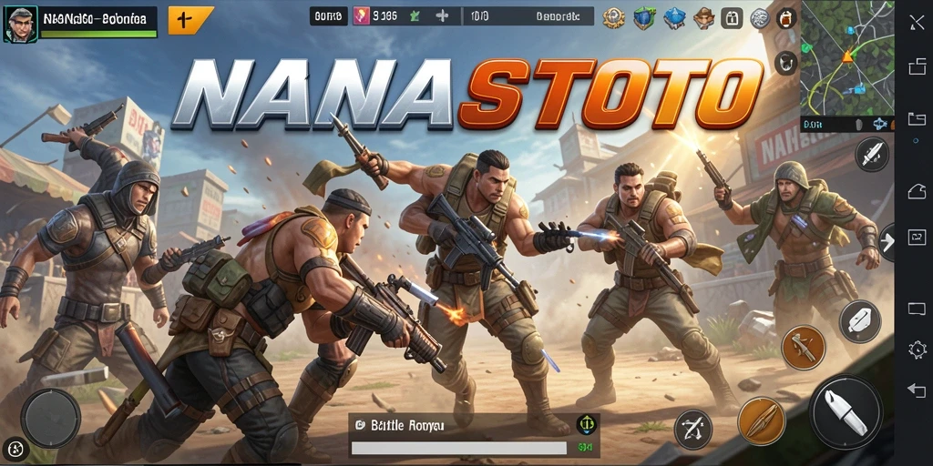 Tampilan gameplay <strong>NANASTOTO</strong> yang mendebarkan dalam pertarungan Battle Royale.