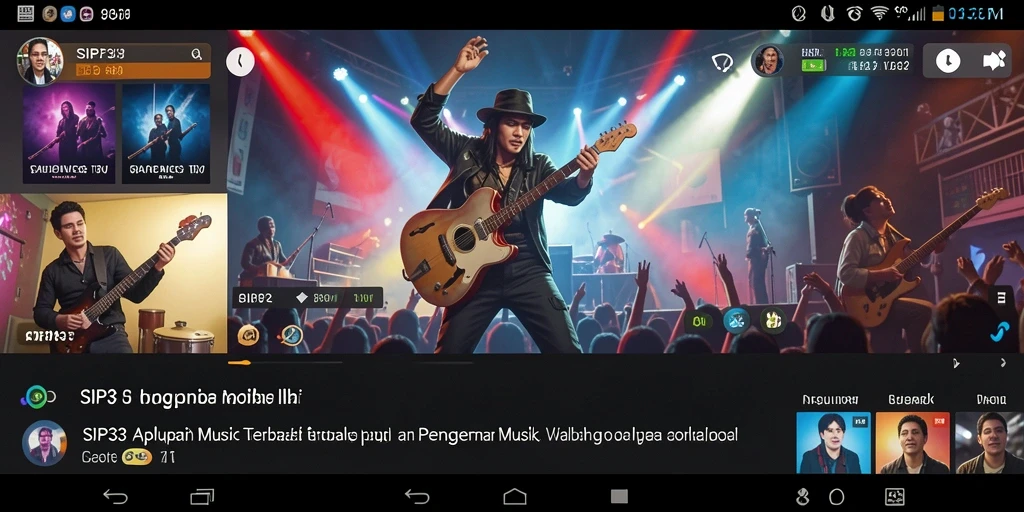 Tampilan antarmuka SIP33 dengan berbagai pilihan lagu dan fitur musik.