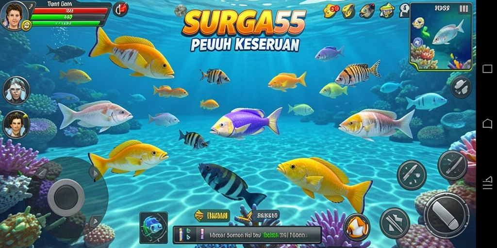 Tampilan menarik dari gameplay Tembak Ikan SURGA55.