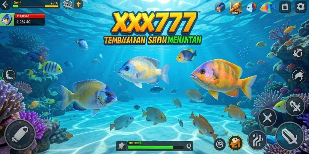 Screenshot menunjukkan aksi tembak ikan yang seru dan dinamis.