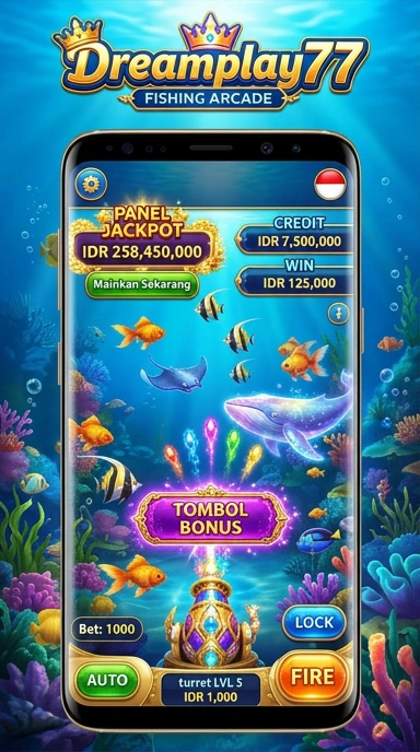 Tampilan antarmuka aplikasi dreamplay77 yang sederhana dan intuitif.